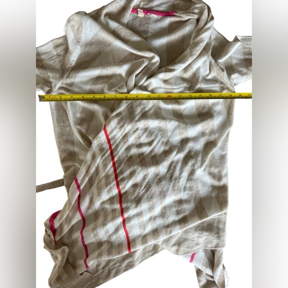 MOTH Anthropologie Women's s-m‎ Beige & pink striped knit cardigan sweater Hi-Lo - Picture 11 of 11